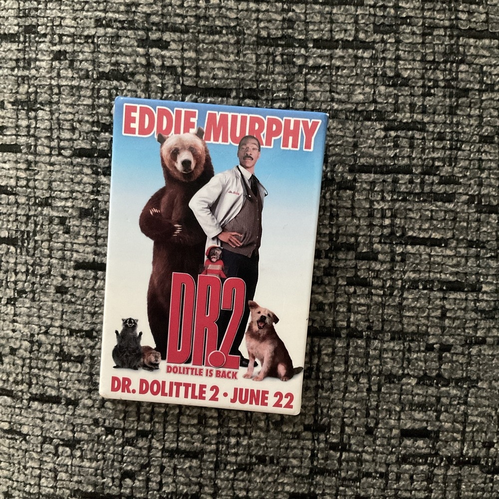 Dr. Dolittle 2 2001 Theater Movie Promo Button Pin Back Eddie Murphy Rectangular